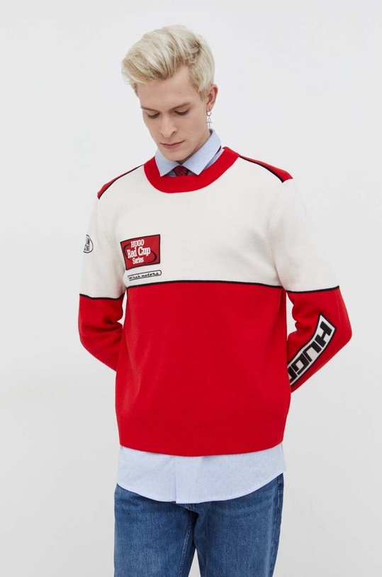 HUGO sweter wełniany 50507655 multicolor SS24