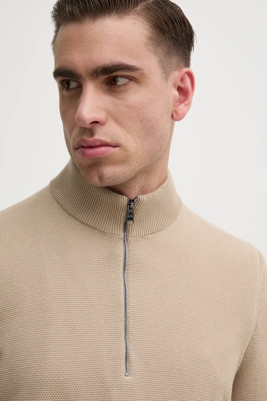 Хлопковый свитер BOSS бежевый 50505997