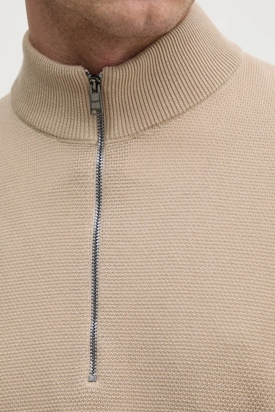 Хлопковый свитер BOSS 50505997 бежевый