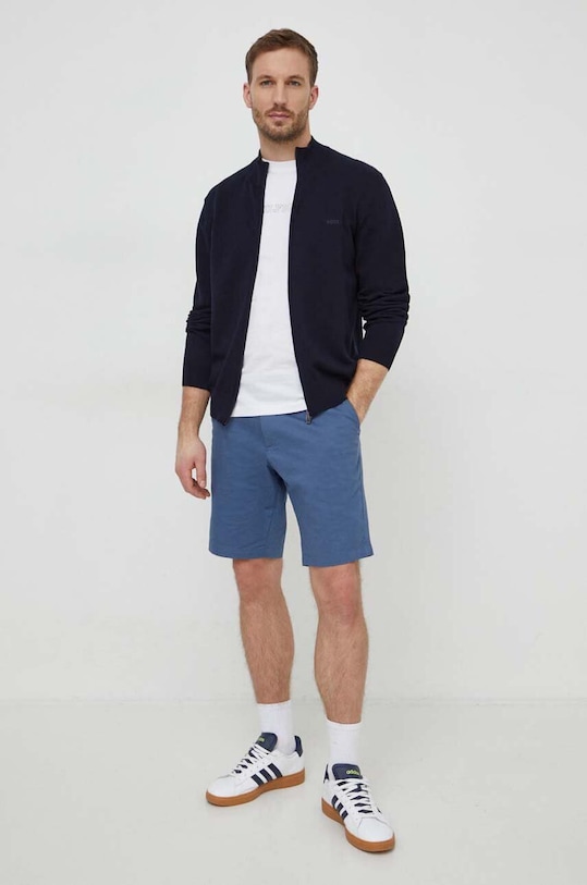 BOSS kardigan bawełniany 50505998 granatowy SS25