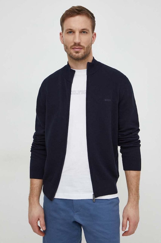 BOSS kardigan bawełniany granatowy 50505998