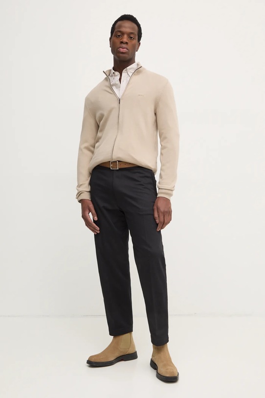 Bavlněný kardigan BOSS 50505998 béžová SS25