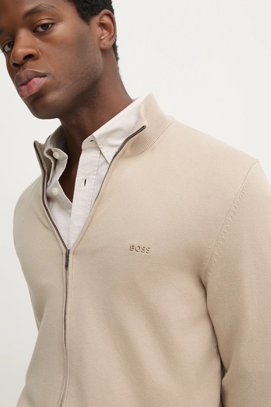 Bavlněný kardigan BOSS béžová 50505998
