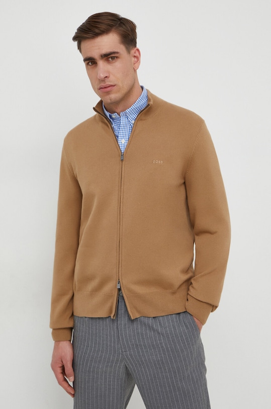 BOSS kardigan bawełniany bawełna beżowy 50505998