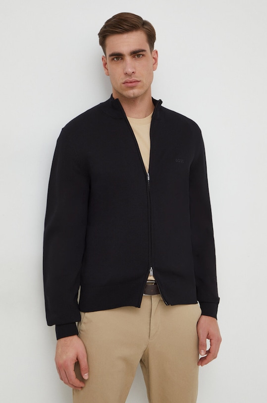 BOSS kardigan bawełniany bawełna czarny 50505998