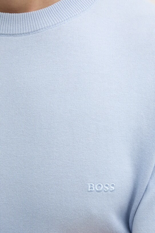 BOSS pulover de bumbac 50506023 albastru
