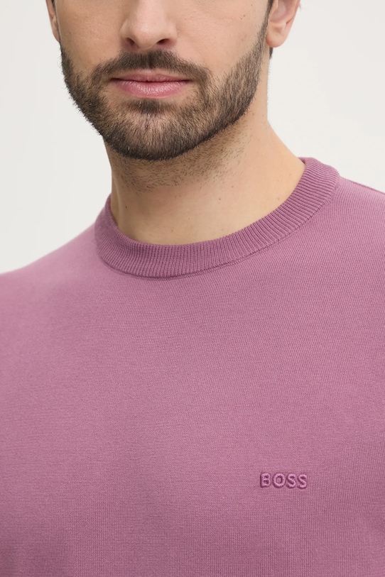 Бавовняний светр BOSS 50506023 рожевий