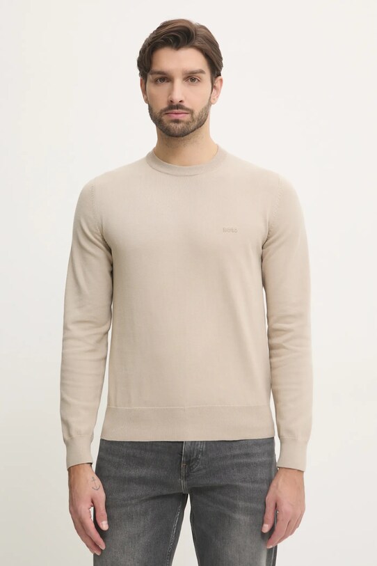 Bavlněný svetr BOSS béžová 50506023