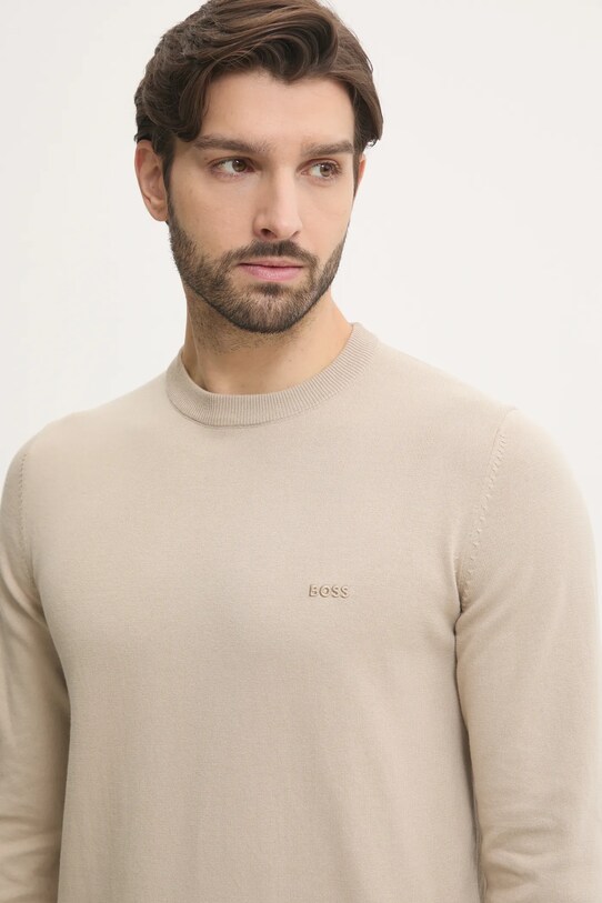 Bavlněný svetr BOSS béžová 50506023