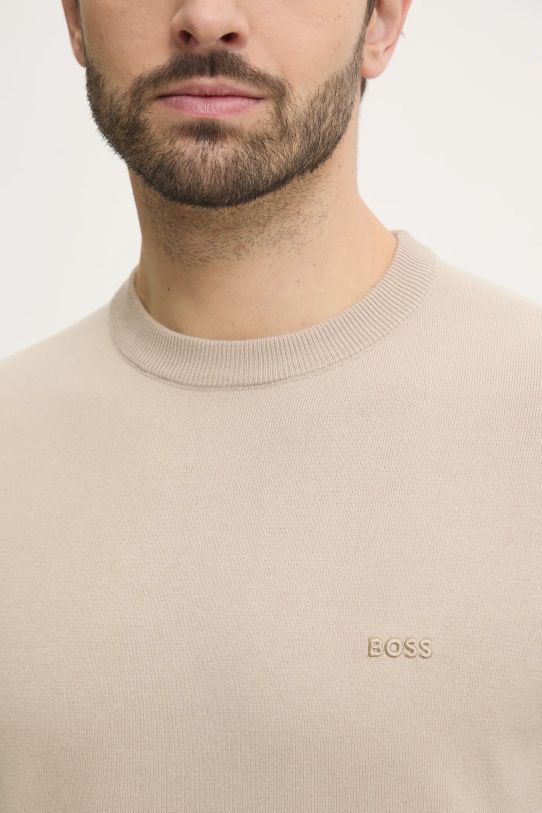 Bavlněný svetr BOSS 50506023 béžová