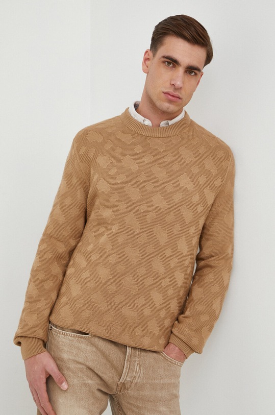 BOSS sweter wełniany beżowy 50506033