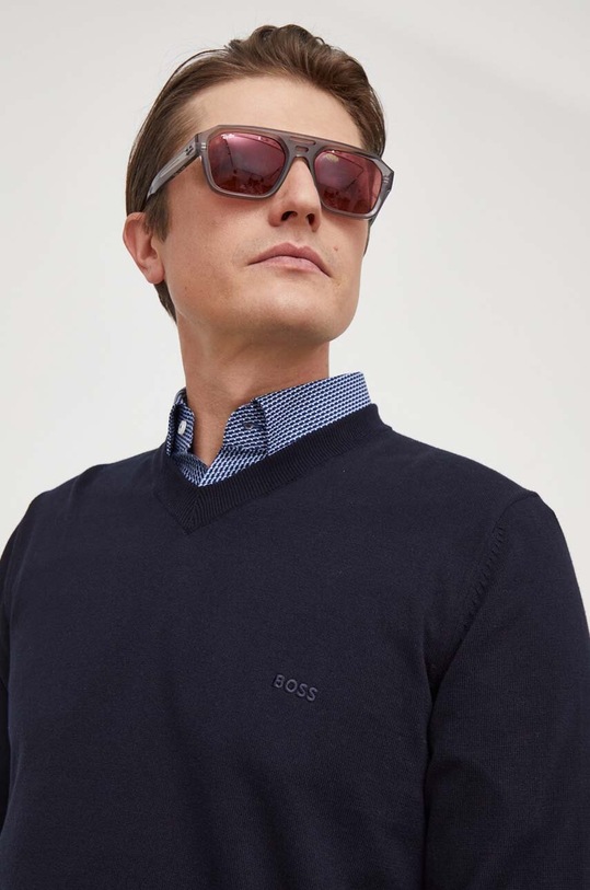 BOSS sweter bawełniany granatowy 50506042
