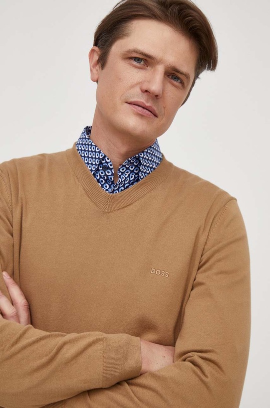 BOSS sweter bawełniany beżowy 50506042
