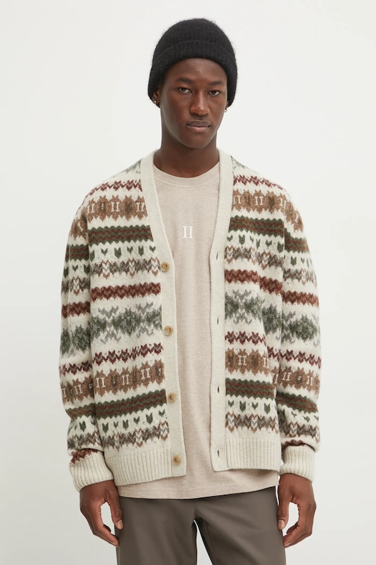 Vlnený kardigán Les Deux vlna béžová LDM310119