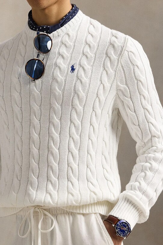 Bavlněný svetr Polo Ralph Lauren bílá 710775885