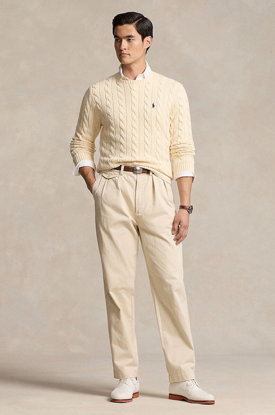 Одяг Бавовняний светр Polo Ralph Lauren 710775885 бежевий