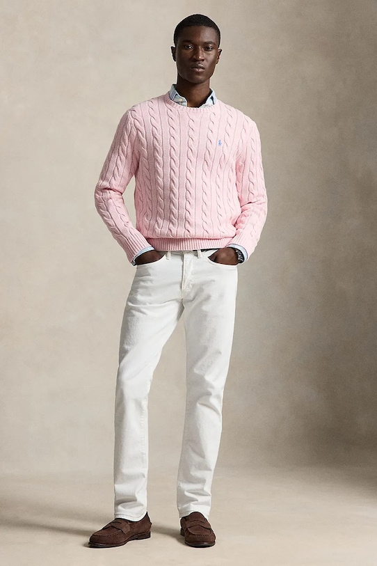 Oblečení Polo Ralph Lauren svetr pánský bavlněný 710775885 růžová
