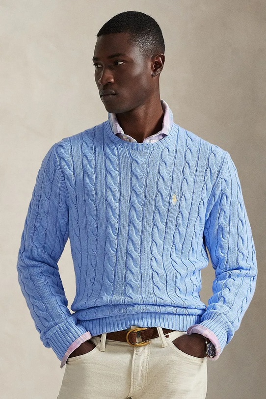 Polo Ralph Lauren pulover za muškarce od pamuka plava 710775885