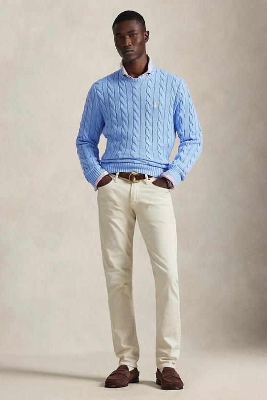 Odjeća Polo Ralph Lauren pulover za muškarce od pamuka 710775885 plava