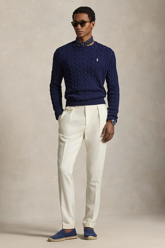 Oblačila Polo Ralph Lauren Pulover moški bombažen 710775885 mornarsko modra