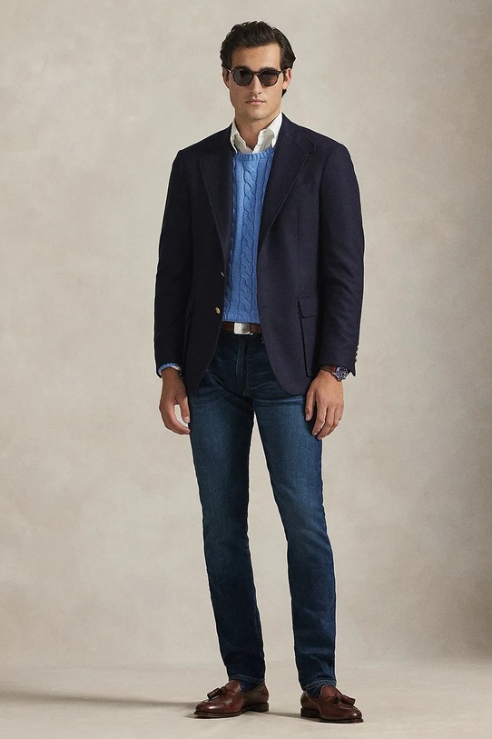 Pamučni pulover Polo Ralph Lauren mornarsko plava 710775885