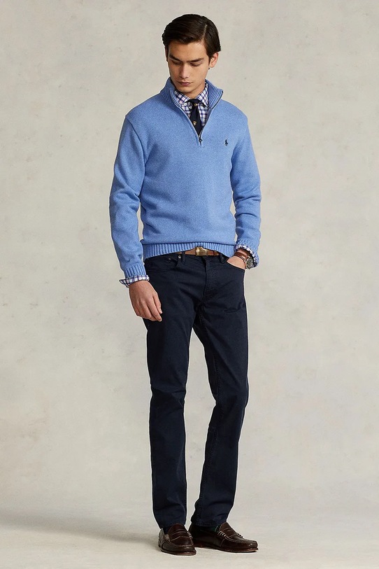 Odzież Polo Ralph Lauren sweter bawełniany 710859939 niebieski