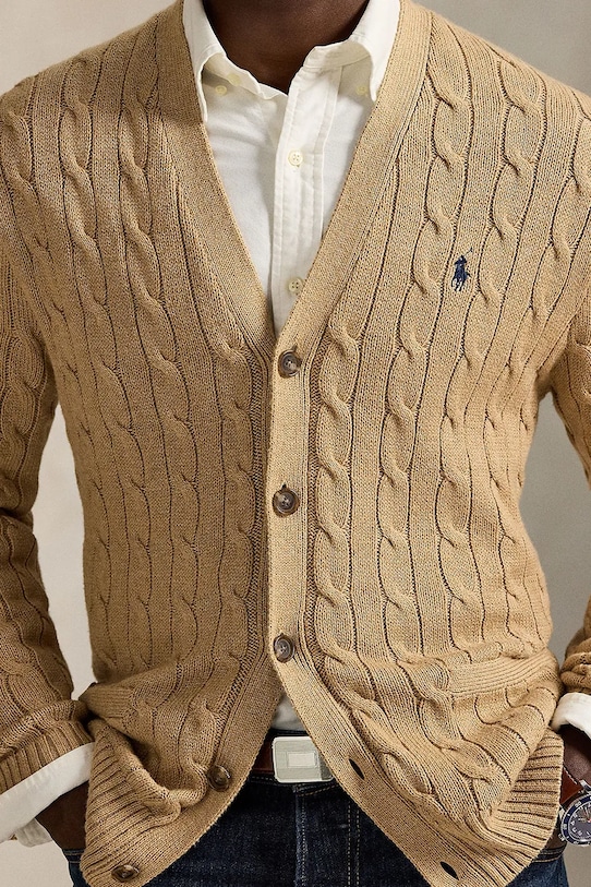 Polo Ralph Lauren kardigan bawełniany beżowy 710890548