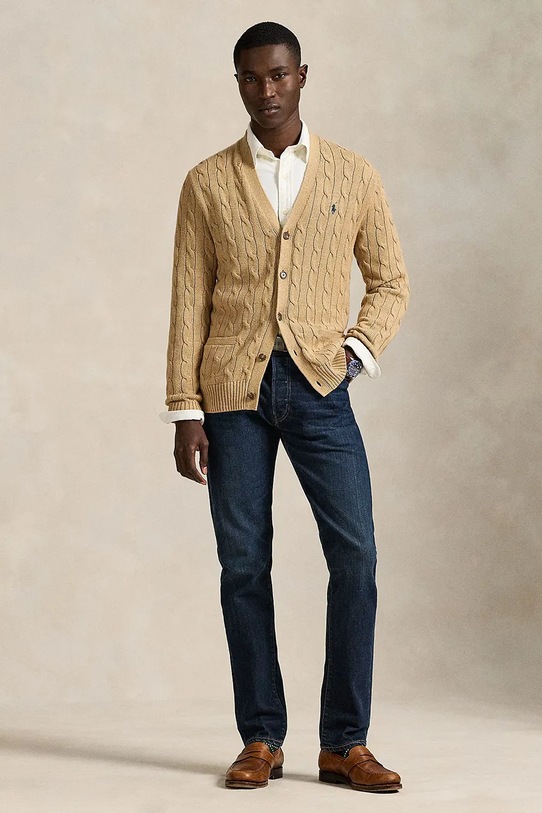 Odzież Polo Ralph Lauren kardigan bawełniany 710890548 brązowy