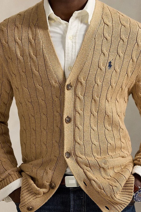 Polo Ralph Lauren kardigan bawełniany brązowy 710890548