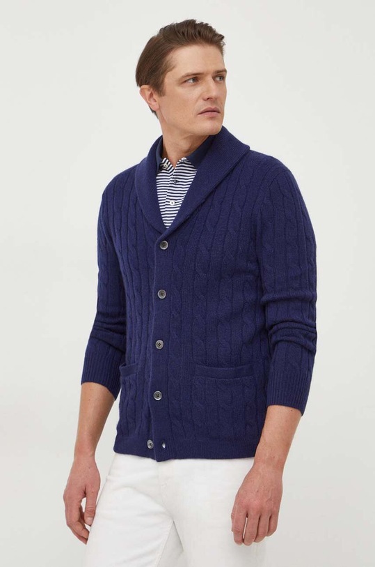 Polo Ralph Lauren kardigan kaszmirowy wełna granatowy 710909166