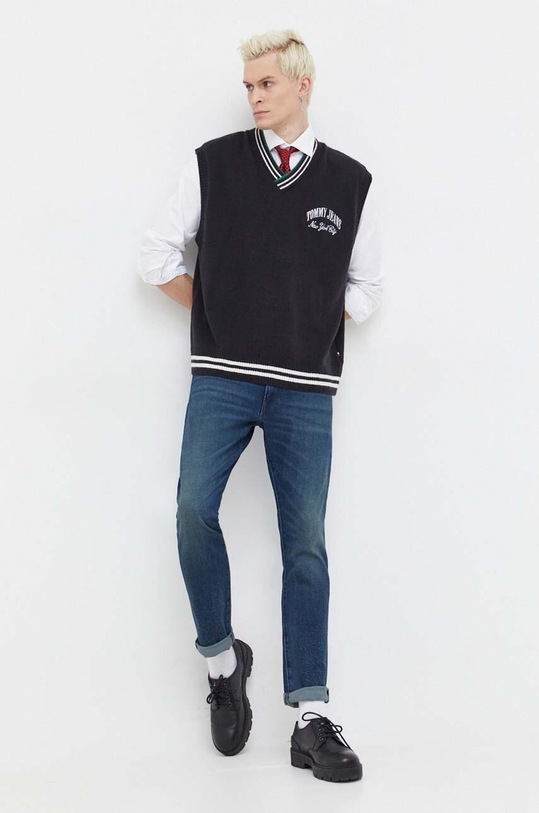 Tommy Jeans vesta de lana subtiri negru DM0DM18362