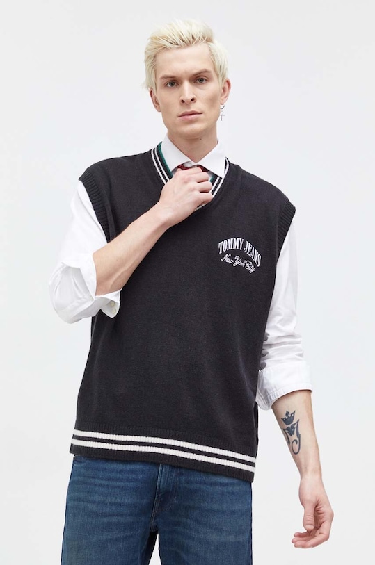 Tommy Jeans vesta de lana DM0DM18362 negru SS24