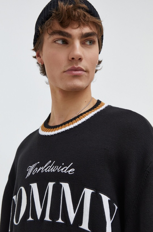 Bavlněný svetr Tommy Jeans černá DM0DM18365