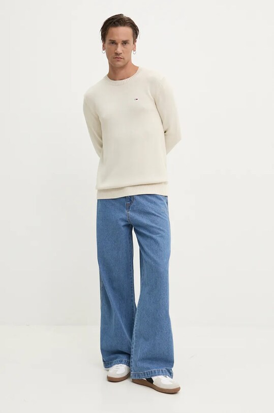 Бавовняний светр Tommy Jeans DM0DM18370 бежевий NC24