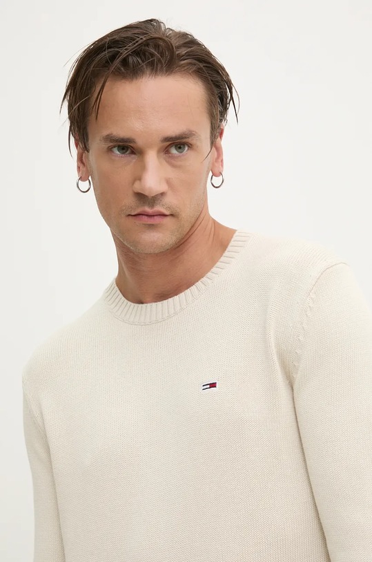 Tommy Jeans pulover de bumbac bej DM0DM18370