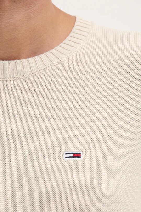 Бавовняний светр Tommy Jeans DM0DM18370 бежевий