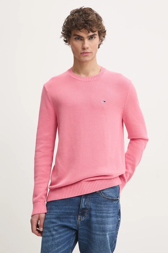 Хлопковый свитер Tommy Jeans розовый DM0DM18370