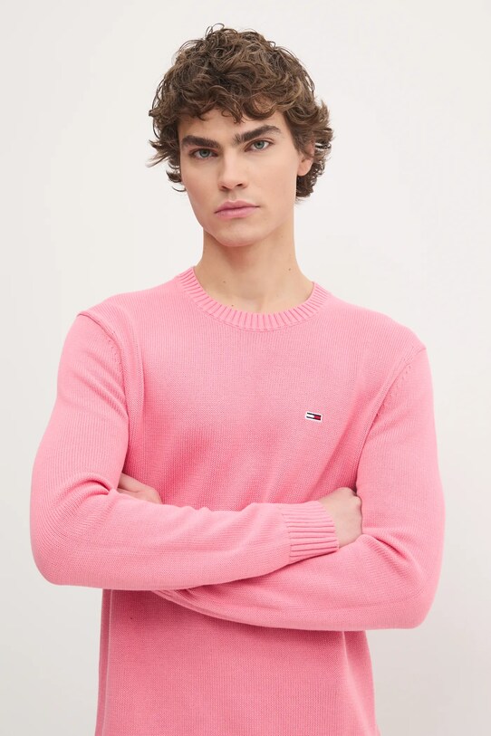 Хлопковый свитер Tommy Jeans DM0DM18370 розовый
