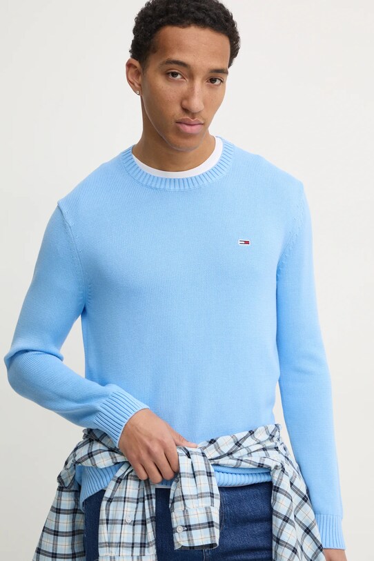 Tommy Jeans sweter bawełniany niebieski DM0DM18370