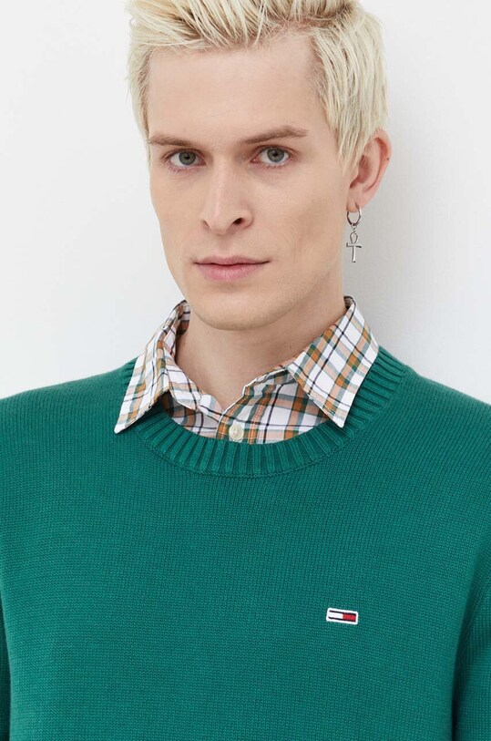 Tommy Jeans pulover de bumbac verde DM0DM18370