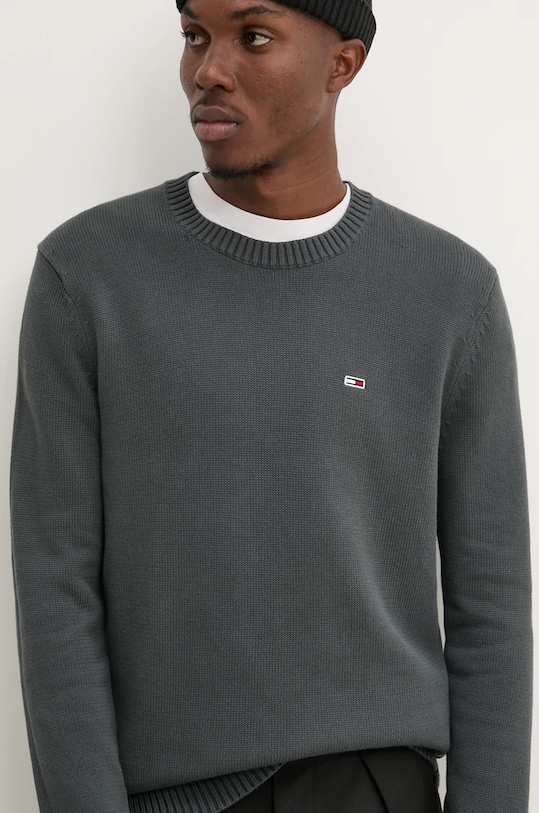 Bavlněný svetr Tommy Jeans šedá DM0DM18370