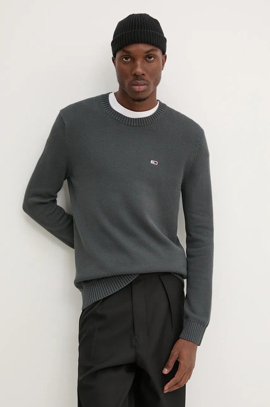 Bavlněný svetr Tommy Jeans šedá DM0DM18370