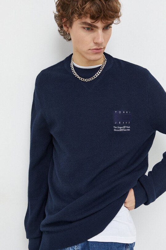 Свитер Tommy Jeans аппликация тёмно-синий DM0DM18456