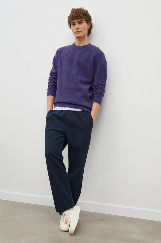 Samsoe Samsoe sweter wełniany BUTLER M17422206 granatowy SS24