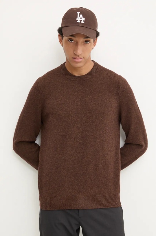 Samsoe Samsoe sweter wełniany ISAK brązowy M10000009