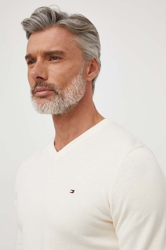 Tommy Hilfiger sweter bawełniany bawełna beżowy MW0MW32022
