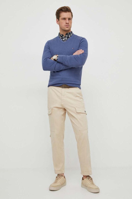 Bavlněný svetr Tommy Hilfiger MW0MW32022 modrá SS24