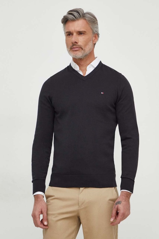Bavlněný svetr Tommy Hilfiger MW0MW32022 černá SS24