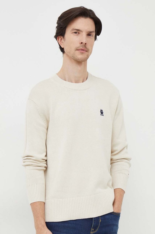 Хлопковый свитер Tommy Hilfiger бежевый MW0MW33505