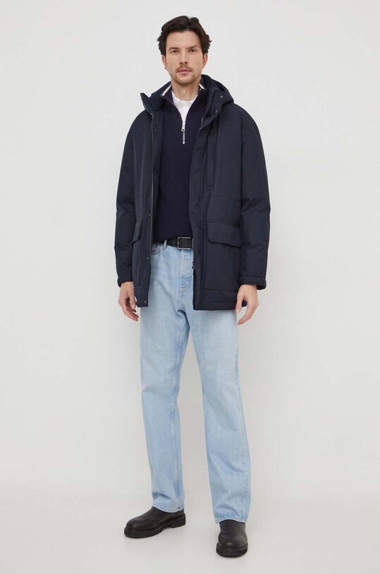 Tommy Hilfiger sweter bawełniany MW0MW33510 granatowy SS24